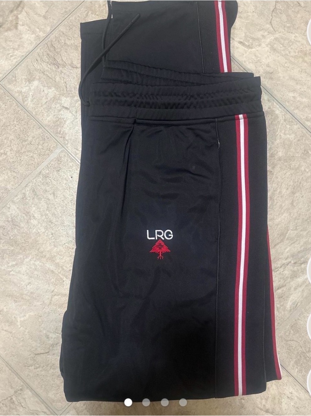 LRG Black Sweatpants with Red & White Side Stripes